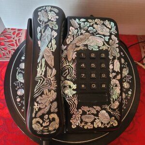WORKNG! RARE Vintage Korean Land Line Phone with Mother Of Pearl Inlay -UNIQUE!